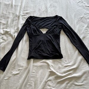 Elegant Black Long Sleeve Women's Top